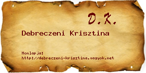 Debreczeni Krisztina névjegykártya